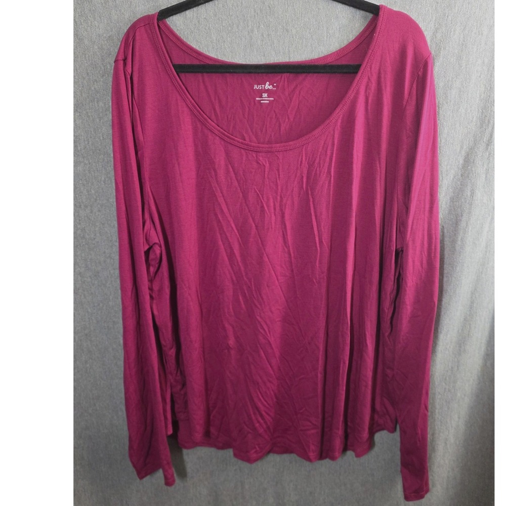Just Be Top Womens Plus Size‎ 3X XXX Soft Pink Shirt Long Sleeve Scoop Neck Knit